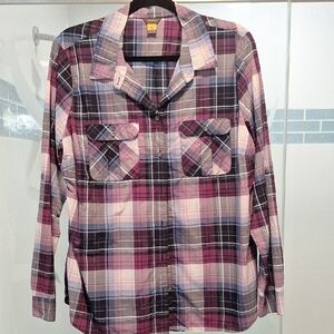 Eddie Bauer Plaid Button Down Shirt - Purple, Pink, Black